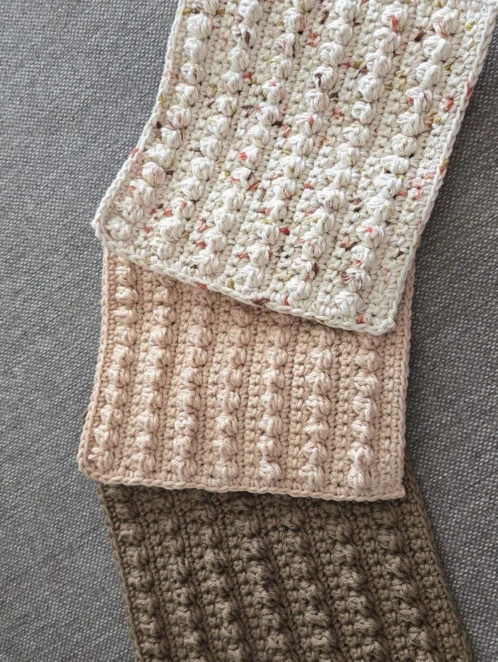 Handmade Cotton Textured Dishcloth Set of 3 Multicolor Fall Farmhouse Kitchen